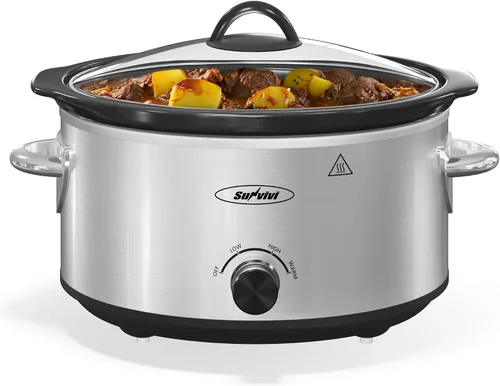 Vista 9 de Olla de cocción lenta de 3QT, olla pequeña con 3 ajustes de calentamiento y olla de cerámica extraíble, mini calentador de alimentos con tapa de Azul