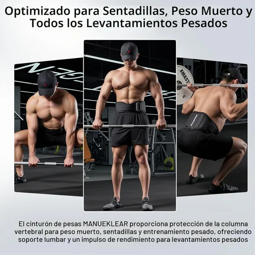 Vista 6 de MANUEKLEAR Cinturón de Levantamiento de Pesas para Gimnasio, Cinturón de Entrenamiento de Levantamiento de Pesas y Powerlifting para Hombres