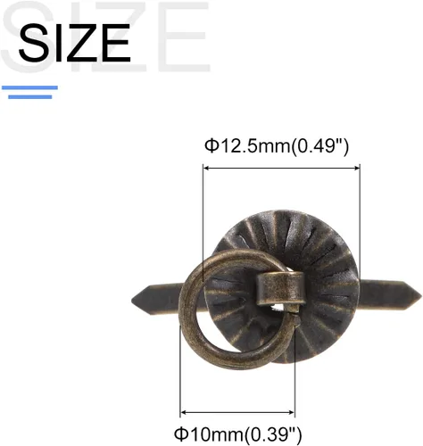 Vista 2 de METALLIXITY Tiradores de anillo pequeño (0.492 in/0.49 pulgadas), 20 unidades, mini tiradores decorativos de hierro, para cajón de gabinete de caja