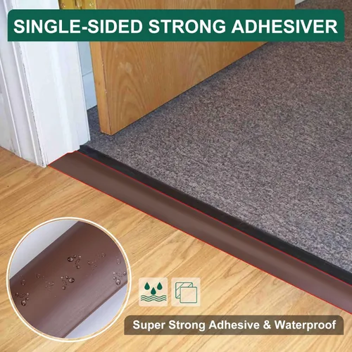Vista 4 de uxcell Tira de borde de suelo autoadhesiva, tira de transición de alfombra a azulejos, adecuada para bordes laminados de puerta de altura inferior a