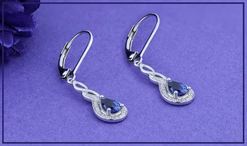 Vista 3 de Dazzlingrock Collection 6X4mm Each Pear Lab Created Gemstone & Round Natural White Diamond Swirl Halo Teardrop Lever Back Dangling Drop Earrings for