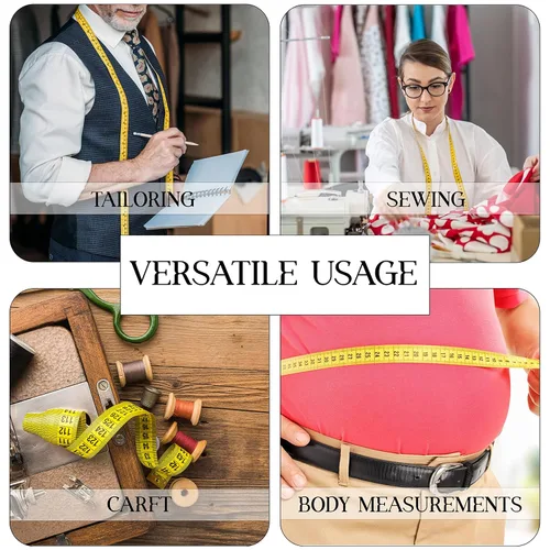 Vista 7 de RAAJSEE Cinta métrica flexible de 5 piezas Cinta métrica precisa para medidas corporales, pérdida de peso y médicas Regla de costura de tela