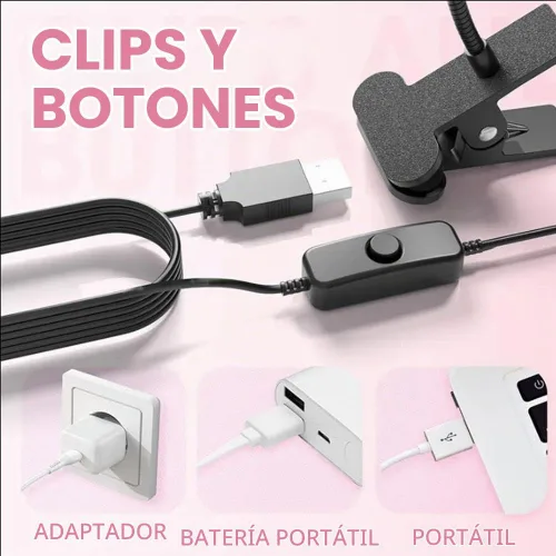 Vista 5 de Lámpara LED de manicura de uñas, lámpara de secado con cuello de cisne y abrazadera para uñas de gel, lámpara UV de cuello de cisne de 3 W, mini luz