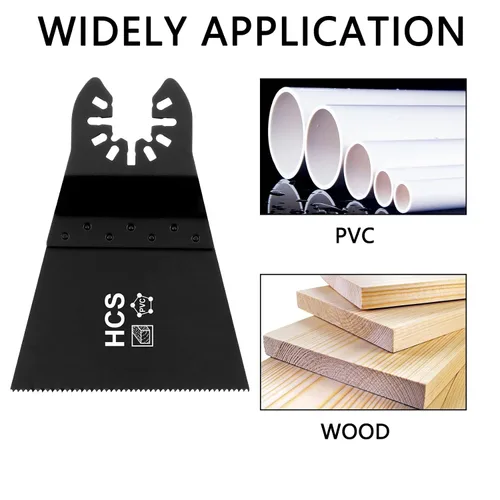 Vista 6 de Hojas de sierra oscilante multifunción de acero de alto carbono estándar de 2-1/2 pulgadas de ancho E-Cut, cuchillas multiherramienta de ajuste