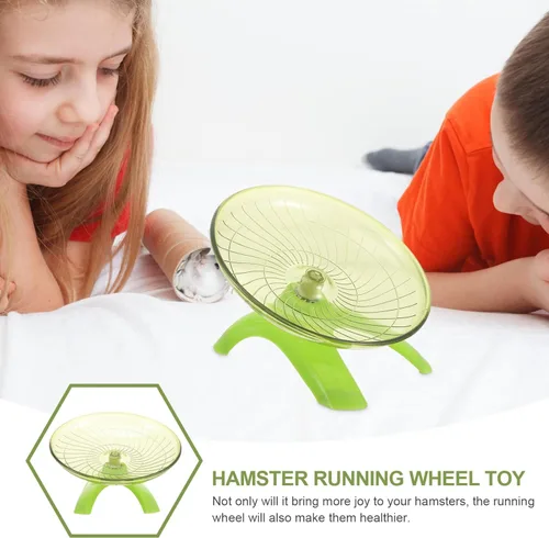 Vista 8 de POPETPOP Ruedas de hámster, platillo volador para hámster, rueda de ejercicio silenciosa, rata de plástico, para correr, correr, jaula de jerbos