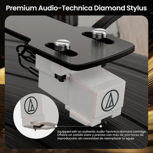 Vista 4 de Reproductor de discos de vinilo con altavoces, tocadiscos Bluetooth, AT HP02-Classic