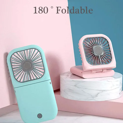 Vista 9 de Ventilador portátil para el cuello mini, silencioso, de mano, personal, plegable, recargable por USB, operado para el hogar, oficina, exteriores