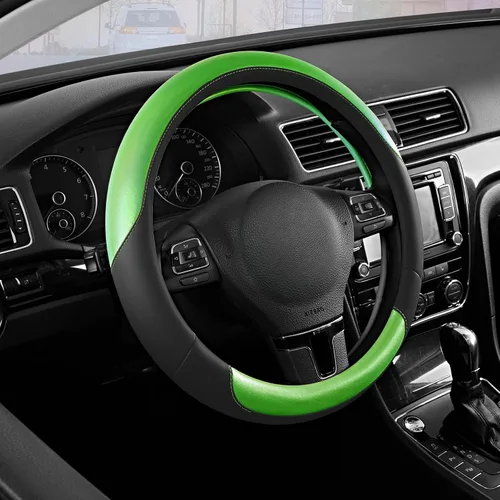 Vista 13 de Road Comforts Funda para Volante – Funda para Volante de Cuero Transpirable, Agarre Antideslizante, Ajuste Universal de 14.5" a 15", Resistente al