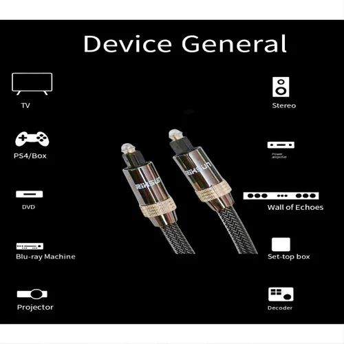 Vista 7 de Cable de audio óptico, cable de audio de fibra óptica de 20 pies con funda de aluminio, cable trenzado de nailon, chapado en oro, cable digital