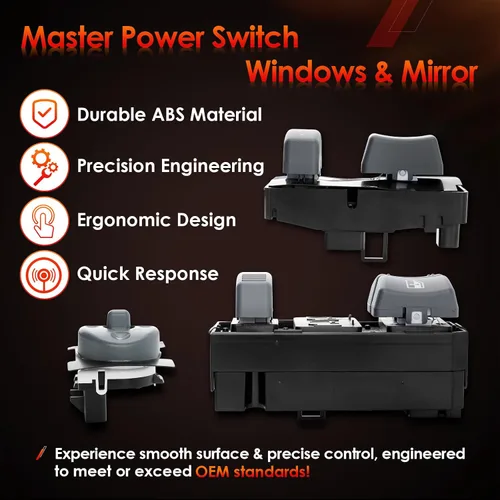 Vista 4 de Interruptor maestro de ventanas con control de espejo del lado del conductor y del pasajero de 2 puertas, compatible con Chevy GMC C1500 C2500 C3500