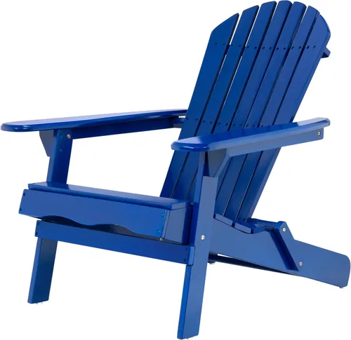 Vista 4 de Christopher Knight Home Hanlee Silla Adirondack plegable para exteriores, madera de acacia, azul marino