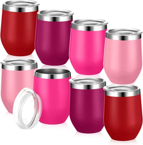 Vista 12 de Baderke - Vaso de vino aislado de 12 onzas con tapa, rosa degradado, 16 Gradiente Rosa