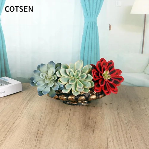 Vista 4 de COTSEN 3 suculentas artificiales de 5.9 pulgadas, sin maceta, surtidas, suculentas falsas para decoración de oficina, familia, jardín