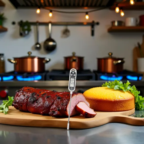 Vista 6 de Termómetro digital de cocina de plata para alimentos, pastel de carne, leche, barbacoa, termómetro para el hogar, sonda, medidor de sonda