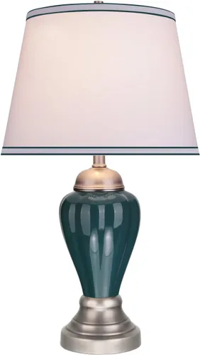 Vista 2 de Aspen Creative 40015, 26" alta tradicional Lámpara de mesa de cerámica, color negro con base de níquel satinado y Hardback Empire forma de lámpara