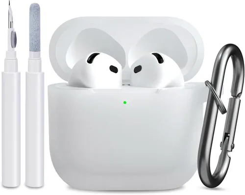 Vista 38 de Funda compatible con AirPods de 4ª generación, funda de silicona protectora suave con kit de limpieza, accesorios para Apple AirPods 4 Gen 2024, LED