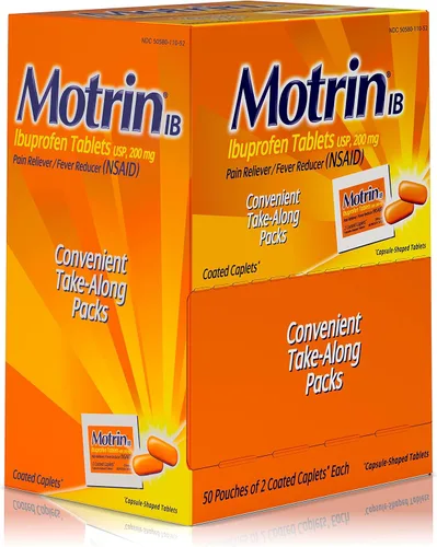 Vista 12 de Motrin IB, tabletas de ibuprofeno de 200 mg, alivio del dolor y la fiebre de AINE para dolor de cabeza, dolor de espalda, dolores musculares, alivio