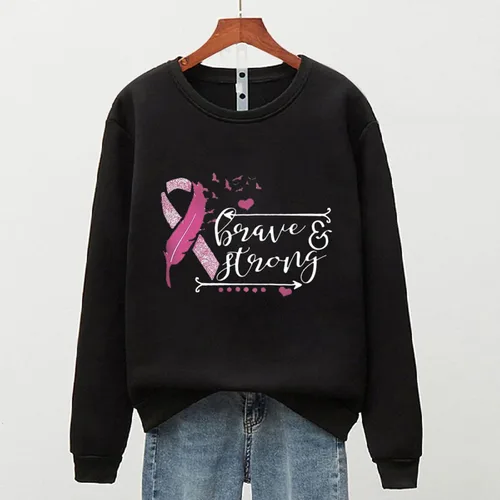Vista 5 de Breast Cancer Awareness Shirts for Women Pink Ribbon Floral Crewneck Sweatshirt Loose Fit Tops Fall Outfits 2024