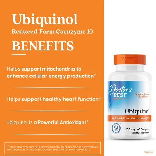 Vista 3 de Doctors Best Ubiquinol, coenzima Q10 de forma reducida, sin OMG, sin gluten, sin soja, 60 cápsulas blandas