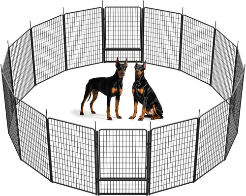 Vista 37 de SunsGrove - Cerca para perros para exteriores, corral resistente de 32 pulgadas con 2 paneles para perros pequeños y medianos, cerca de juego