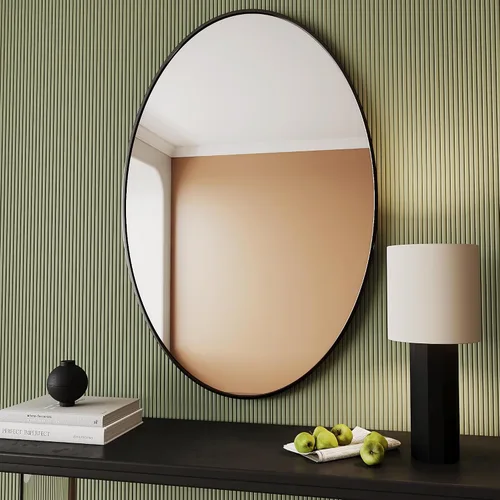 Vista 9 de AUYHM Espejo ovalado, espejo de baño pequeño de 20 x 28 pulgadas, espejos de baño, espejo negro para baño, espejos ovalados para baño, espejo