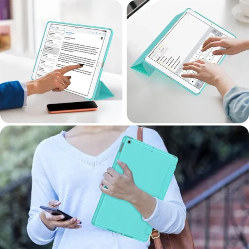Vista 6 de Soke Funda para iPad de 9ª/8ª/7ª generación 2021/2020/2019, [soporte tríptico delgado + activación/suspensión automática], cubierta trasera