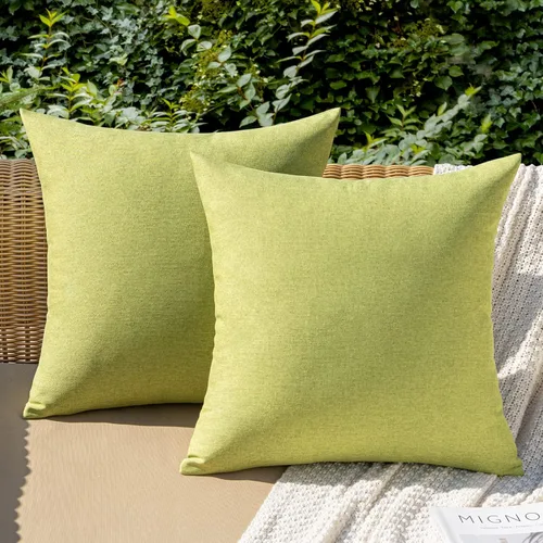 Vista 28 de MIULEE - Paquete de 2 fundas de almohada decorativas para exteriores, impermeables, sólidas, de imitación de lino, para jardín, casa de campo, Azul