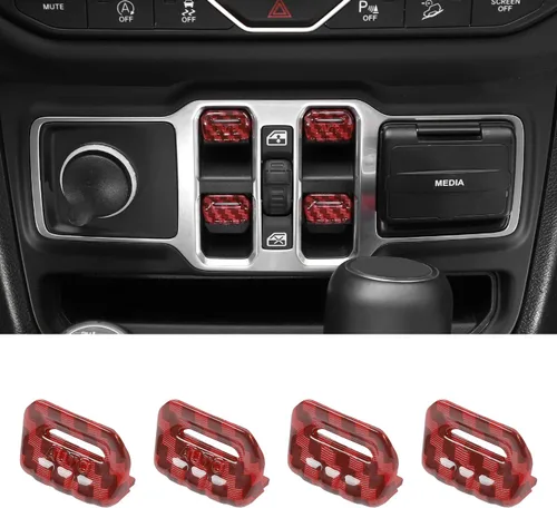 Vista 12 de RT-TCZ - Cubierta decorativa para interruptor de botón de ventana de consola central, accesorios interiores compatibles con Jeep Wrangler JL JLU