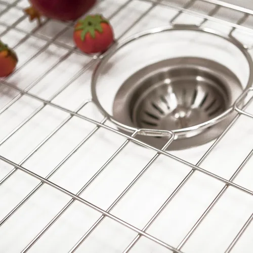 Vista 3 de Houzer Platus Fregadero de cocina de arcilla refractaria blanca: fregadero de un solo tazón de 24 pulgadas con colador y rejilla, duradero