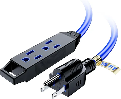 Vista 16 de Cable de extensión de 2 pies, cable de extensión con múltiples tomas, calibre 16 (azul) con certificación ETL