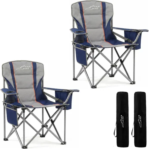 Vista 12 de FAIR WIND Juego de 2 sillas de camping totalmente acolchadas de gran tamaño, juego de sillas de césped resistentes con soporte lumbar ajustable