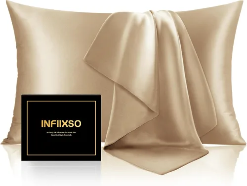 Vista 39 de INFIIXSO Funda de almohada de seda de morera, para cabello y piel, tamaño estándar, cremallera oculta, 20 x 26 pulgadas, suave y refrescante