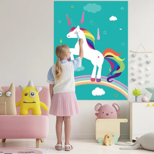Vista 5 de PLULON Pin The Horn On The Unicorn para juegos de fiesta de cumpleaños infantiles, suministros de fiesta de unicornio, regalos de decoración