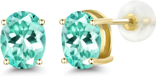 Vista 116 de Gem Stone King Aretes de oro de 14 quilates con piedra natal ovalada de 0.315 x 0.236 in Aretes de oro para mujer