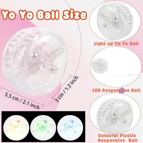 Vista 2 de 15 piezas de bola Yo Yo con luz LED transparente, bola sensible de plástico sensible para principiantes, cumpleaños, Navidad, relleno de calcetines