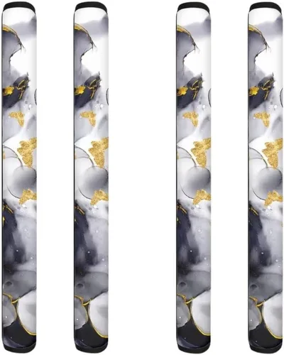 Vista 26 de Coldinair Fundas protectoras antideslizantes para manijas de puerta de refrigerador con estampado de mármol aguamarina, asas de decoración