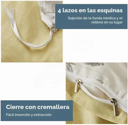 Vista 2 de Essina - Juego de funda de edredón de 3 piezas tamaño queen con 1 funda de edredón queen y 2 fundas de almohada – 620 hilos – Funda de edredón
