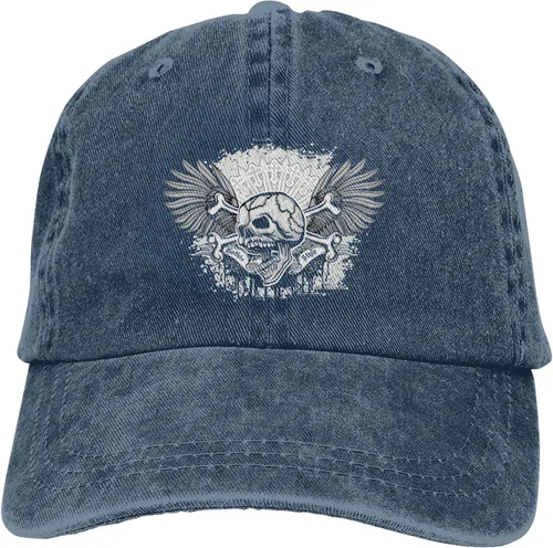 Vista 9 de Cowboy Hat Trendy Hats for Man and Women Djustable Four Season Outdoor Baseball Cap of Hell Skull with Angel Navy Blue