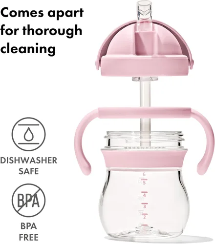 Vista 4 de OXO Tot Transitions - Vaso con popote y asas extraíbles, 6 onzas, flor (paquete de 8)