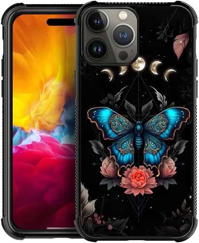 Vista 17 de Funda compatible con iPhone 15 Pro Max, 4 fundas de libélula en las cuatro esquinas con parachoques a prueba de golpes antideslizante funda