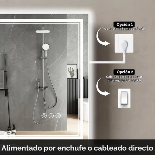Vista 5 de Ratsamee Espejo de baño LED de 30x30 pulgadas con iluminación frontal y trasera (control independiente), espejo iluminado para pared de baño con 3 3