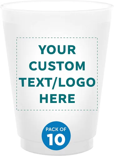 Vista 10 de Vasos de plástico esmerilado personalizados para estadios, paquete de 100, texto promocional, logotipo, 16 onzas, vasos de fiesta reutilizables