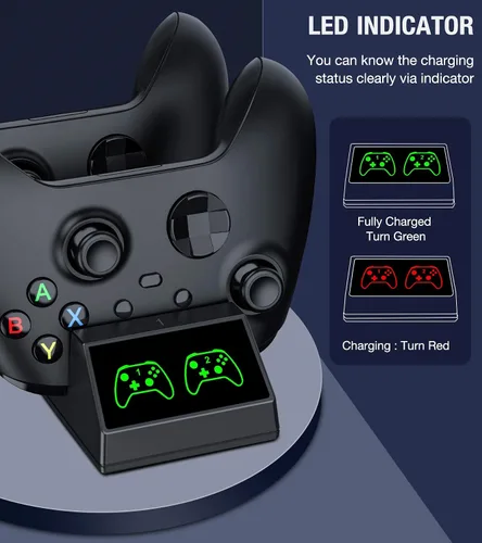 Vista 5 de Estación de carga de control para Xbox One estación de carga para Xbox One Controller paquete de batería de 2 x 1200 baterías recargables