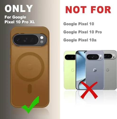 Vista 486 de Funda para Google Pixel 10 Pro XL, cubierta magnética mate, color negro Fit for MagSafe, Screen Protector included, Shockproof Military Grade