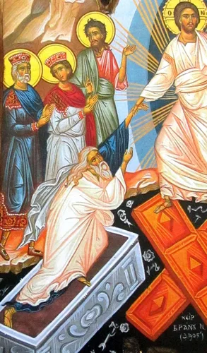 Vista 4 de Icono de madera griego cristiano ortodoxo de madera de la resurrección de Jesucristo / K4