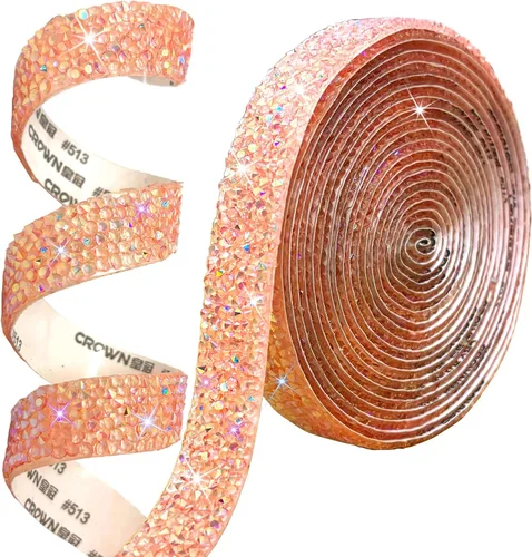 Vista 7 de Cinta autoadhesiva de resina negra con diamantes de imitación, 4 yardas, cinta de cristal brillante aplicable a bodas, cumpleaños, Navidad, fiestas