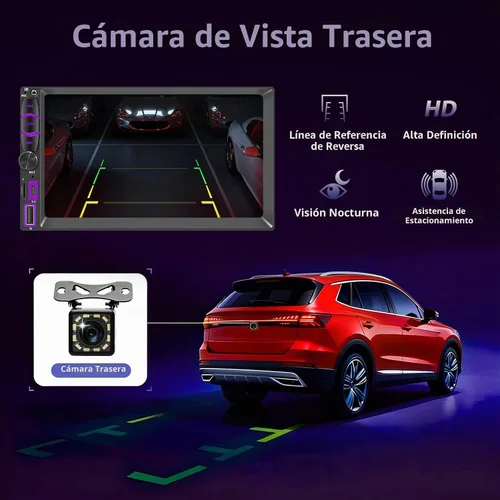 Vista 4 de Pantalla de radio estéreo inalámbrica de doble DIN para receptores de audio de automóvil, Bluetooth Car Play Android Auto Touchscreen, Mirror Link