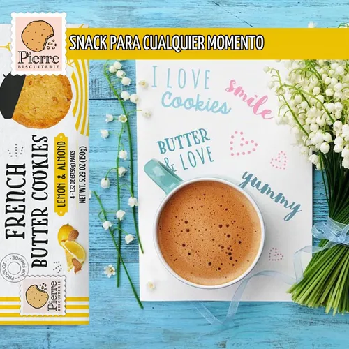 Vista 5 de Pierre Biscuiterie Galletas de mantequilla francesa con limón y almendra, caja de 5.29 onzas (paquete de 1)