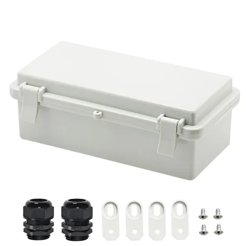Vista 10 de Zulkit - Caja de conexiones plástico ABS impermeable IP65 - Cajas eléctricas con carcasa con bisagras para exteriores universales - Recinto