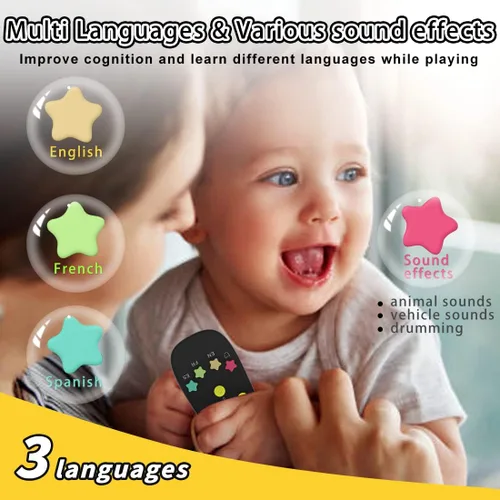 Vista 4 de KALUYA Juguete a distancia de TV para bebé, juguete de control remoto para niños pequeños, juego realista, educación temprana, juguetes musicales